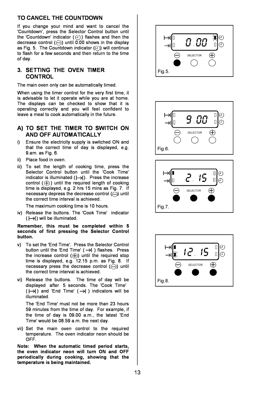 Tricity Bendix SIE556 installation instructions To Cancel The Countdown, Setting The Oven Timer Control 