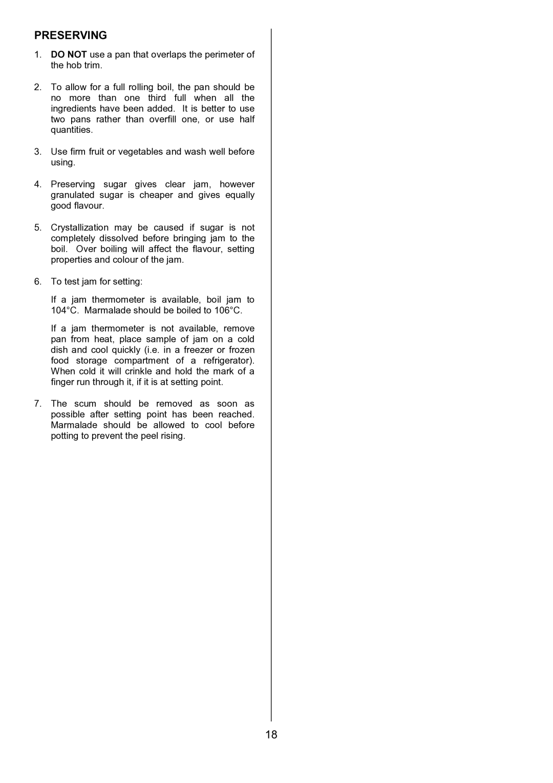 Tricity Bendix SIE557 installation instructions Preserving 