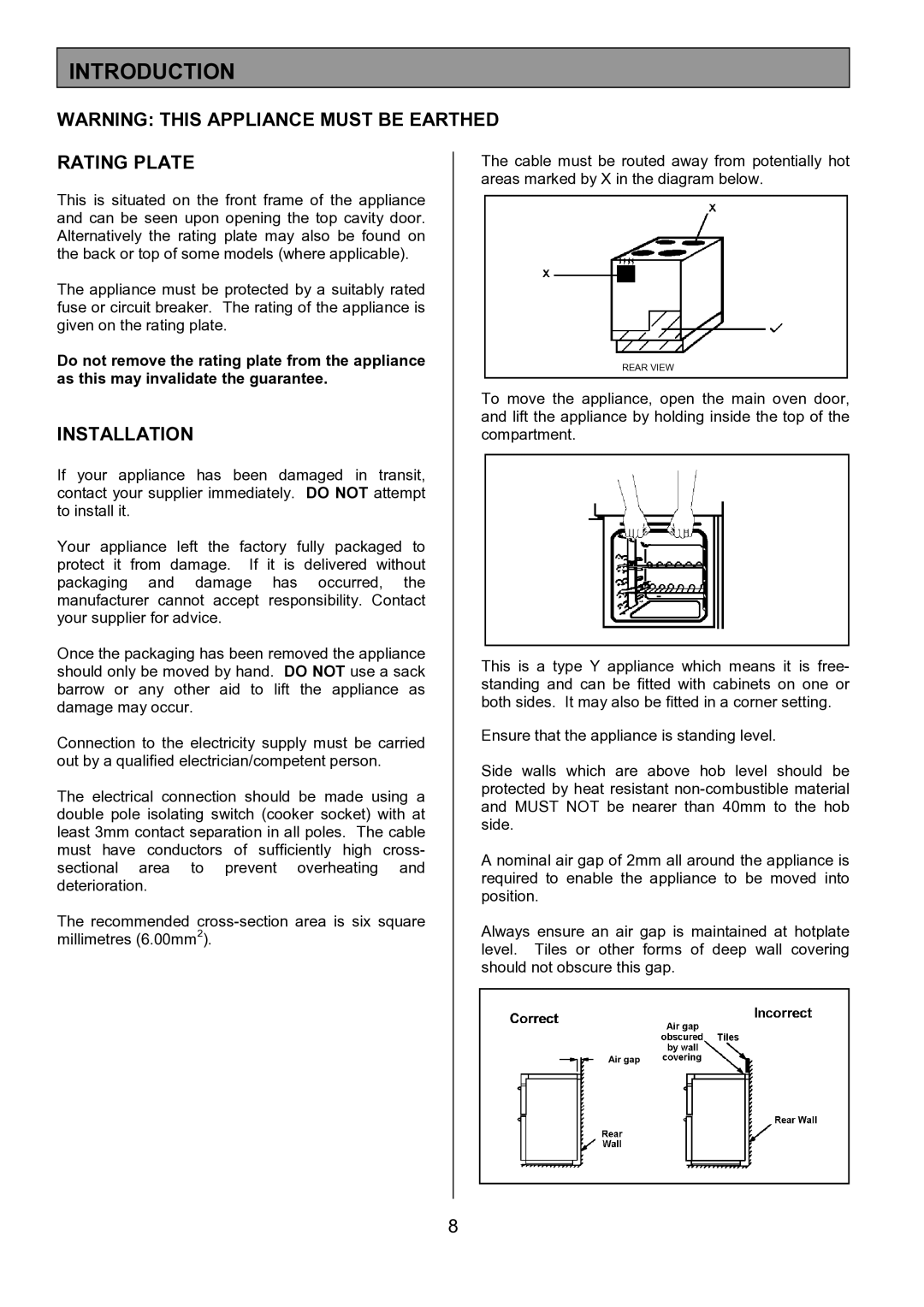 Tricity Bendix SIE557 installation instructions Introduction, Rating Plate, Installation 