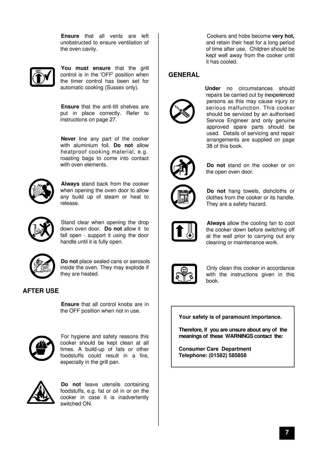 Tricity Bendix SUSSEX, SOMERSET installation instructions After USE, General 