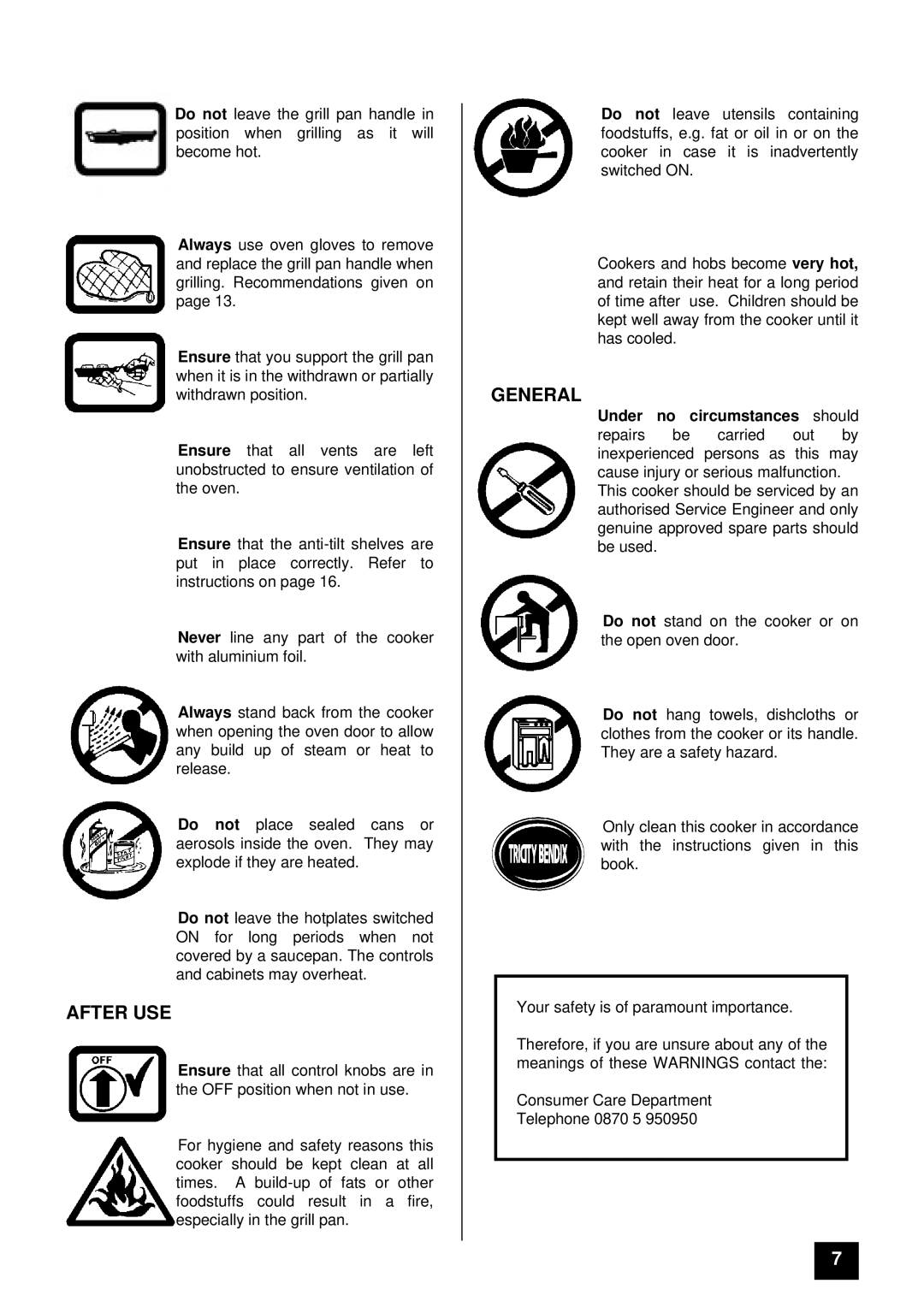 Tricity Bendix SOV50CH installation instructions After USE, General 