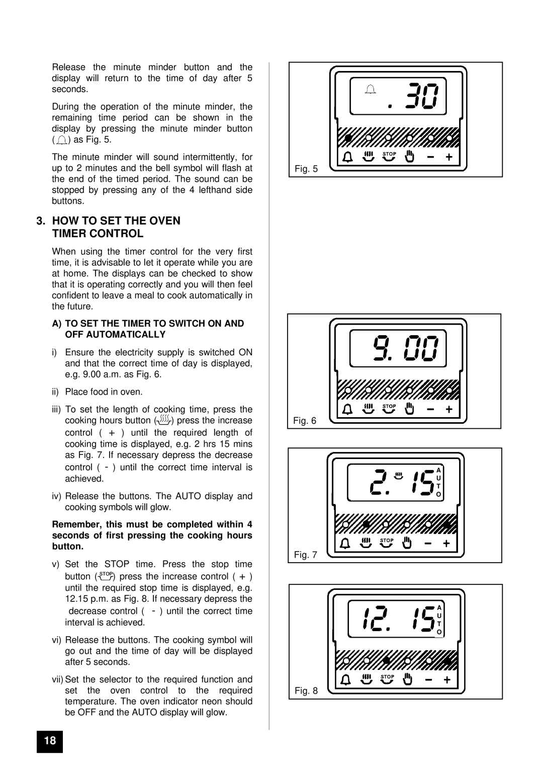 Tricity Bendix SURREY HOW to SET the Oven Timer Control, To SET the Timer to Switch on and OFF Automatically 