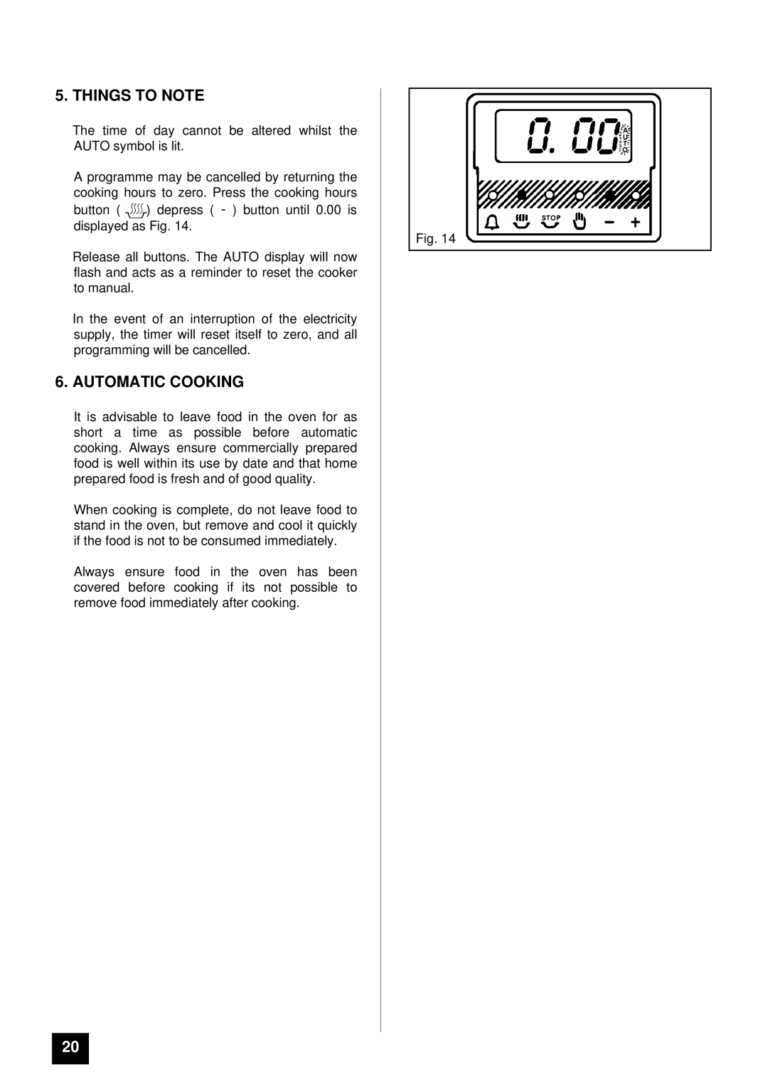 Tricity Bendix SURREY installation instructions Things to Note, Automatic Cooking 