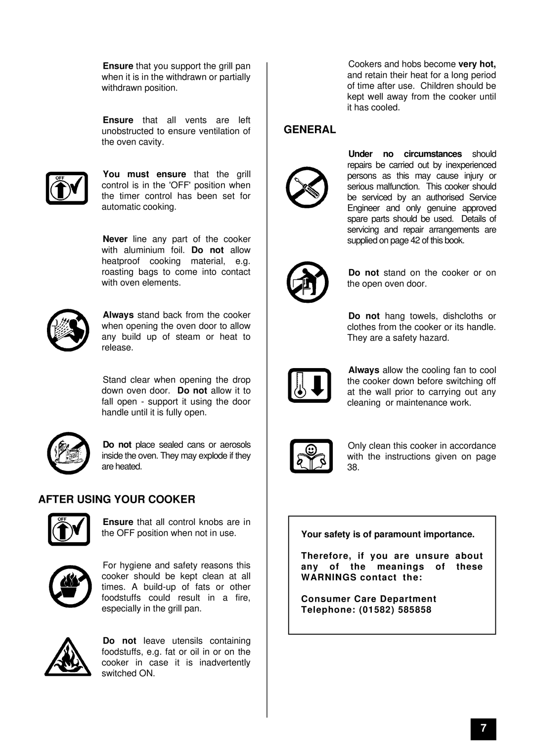 Tricity Bendix SURREY installation instructions After Using Your Cooker, General 