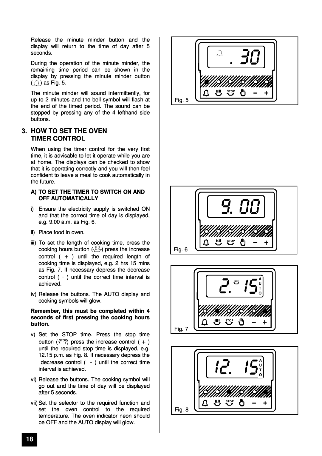 Tricity Bendix SURREY installation instructions How To Set The Oven Timer Control 