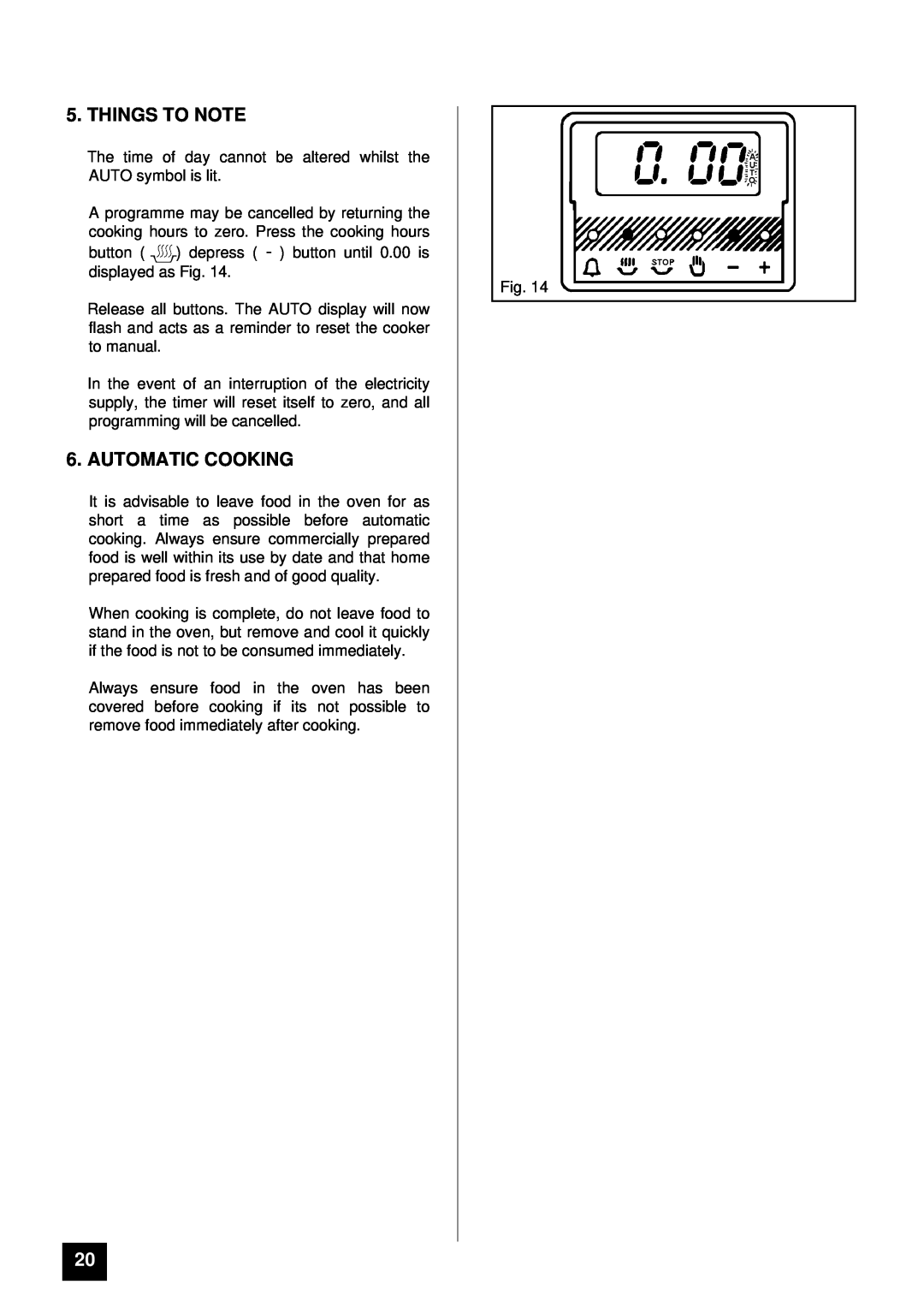 Tricity Bendix SURREY installation instructions Things To Note, Automatic Cooking 