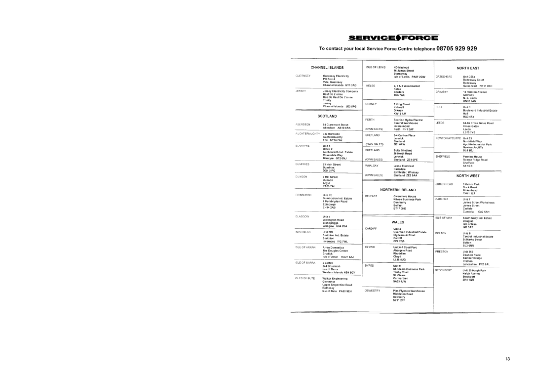 Tricity Bendix TB 112 FF installation instructions 