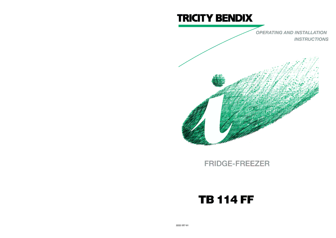 Tricity Bendix TB 114 FF installation instructions 