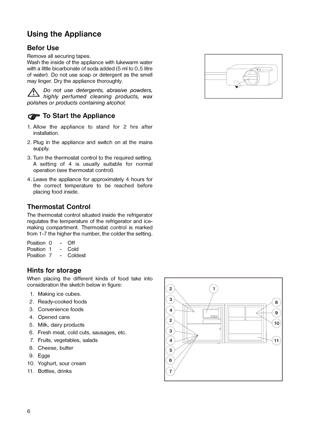 Tricity Bendix TB 25 TR installation instructions Using the Appliance, Befor Use 