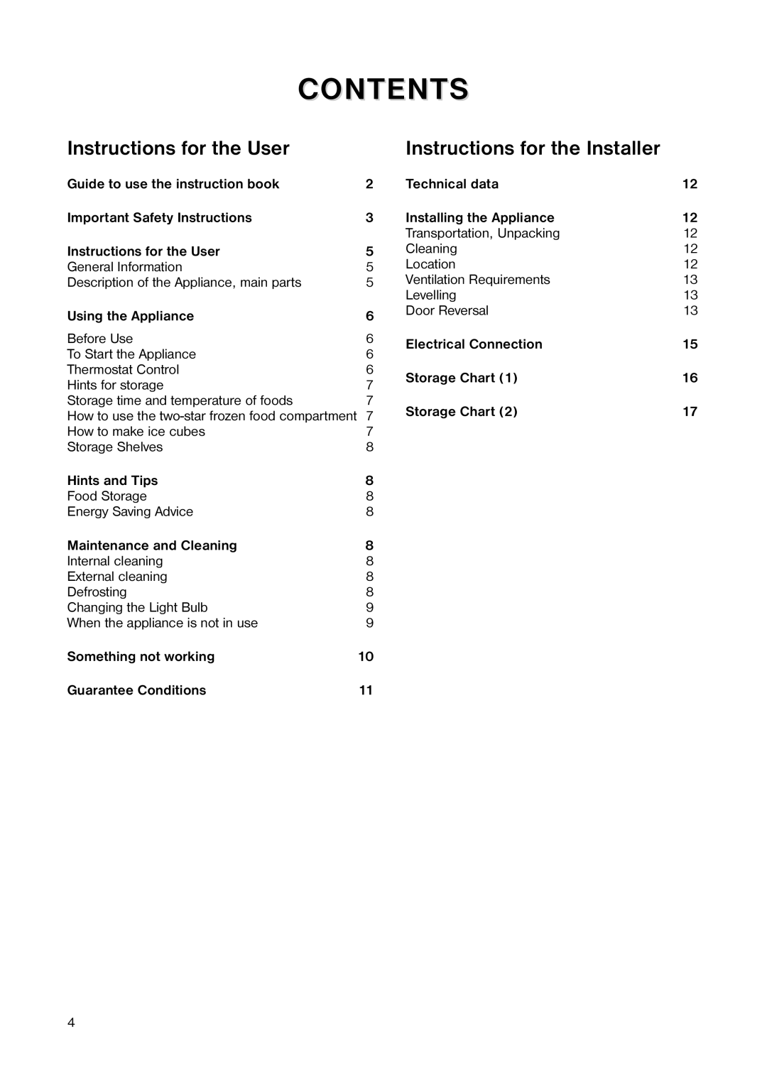 Tricity Bendix TB 56 R installation instructions Contents 