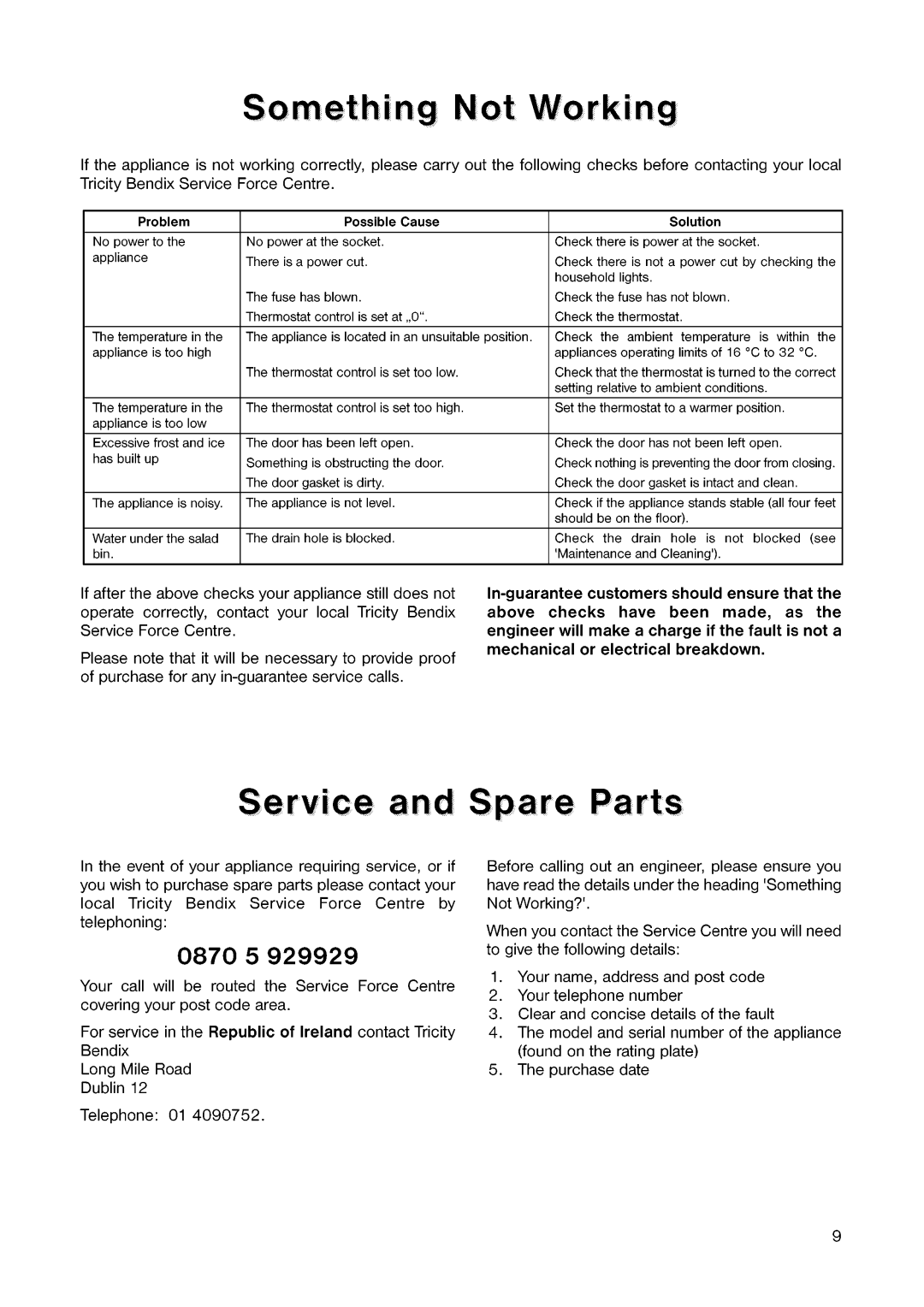 Tricity Bendix TB 57 L manual 