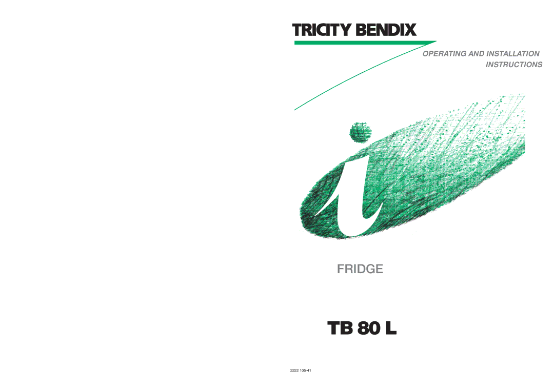 Tricity Bendix TB 80 L installation instructions 