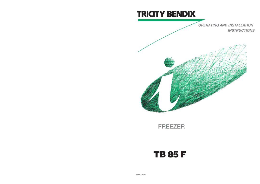 Tricity Bendix TB 85 F installation instructions 