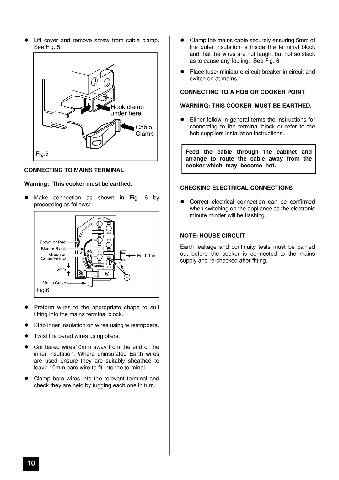 Tricity Bendix TBD903 installation instructions Connecting to Mains Terminal, LWarning This cooker must be earthed 