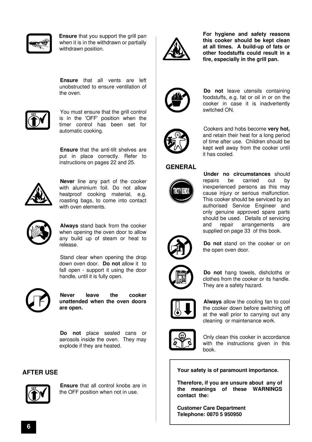 Tricity Bendix TBD903 installation instructions After USE, General 