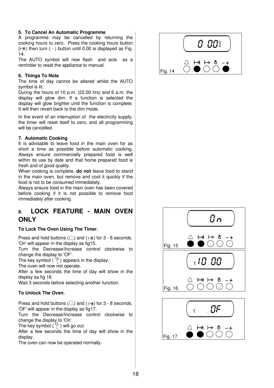 Tricity Bendix TBD913 installation instructions Lock Feature Main Oven only 