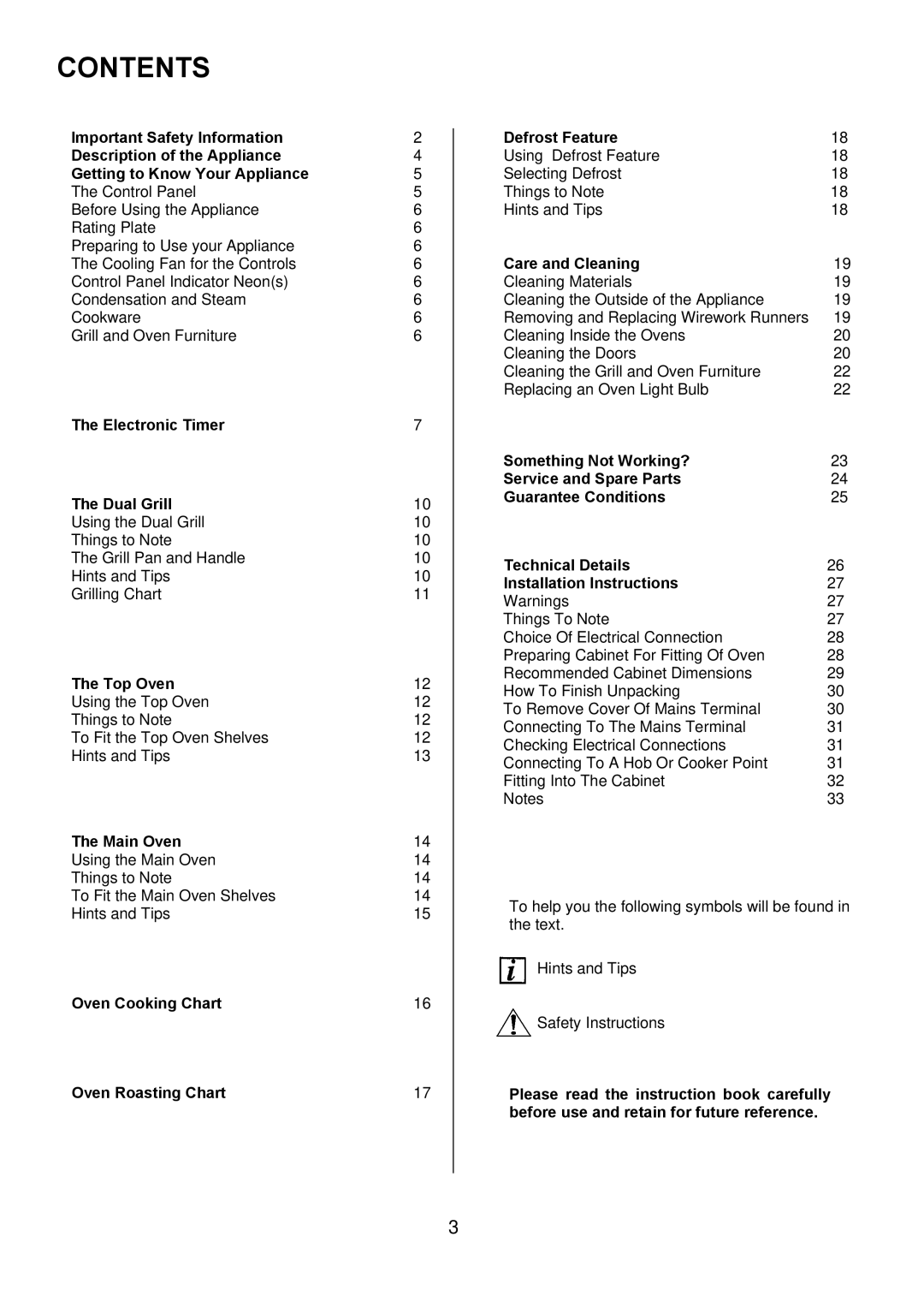 Tricity Bendix TBD950 installation instructions Contents 