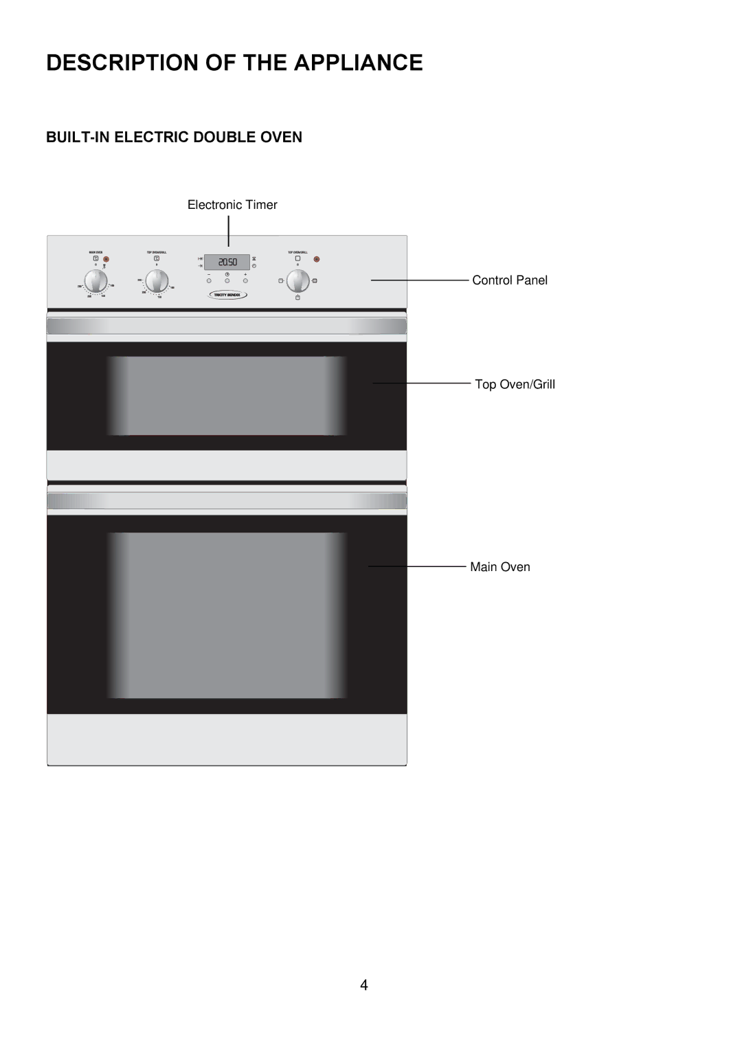 Tricity Bendix TBD950 installation instructions Description of the Appliance, BUILT-IN Electric Double Oven 