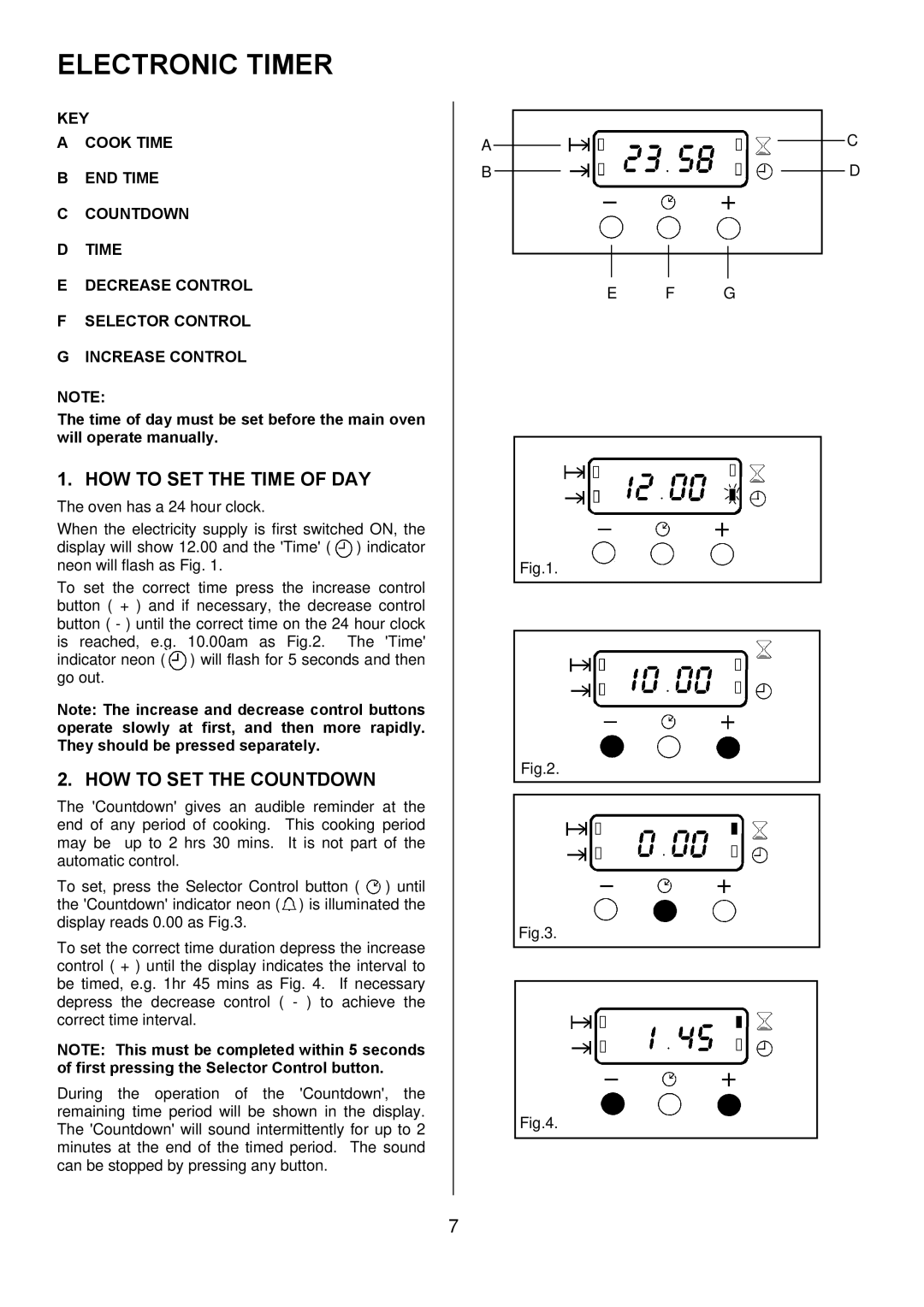 Tricity Bendix TBD950 installation instructions Electronic Timer, HOW to SET the Time of DAY, HOW to SET the Countdown 