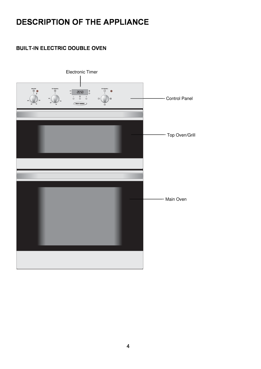 Tricity Bendix TBD950 installation instructions Description Of The Appliance, Built-In Electric Double Oven 
