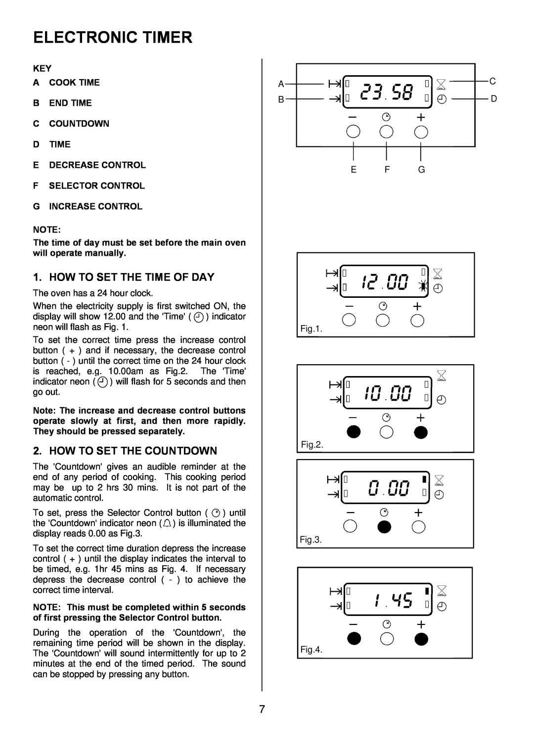 Tricity Bendix TBD950 installation instructions Electronic Timer, How To Set The Time Of Day, How To Set The Countdown 