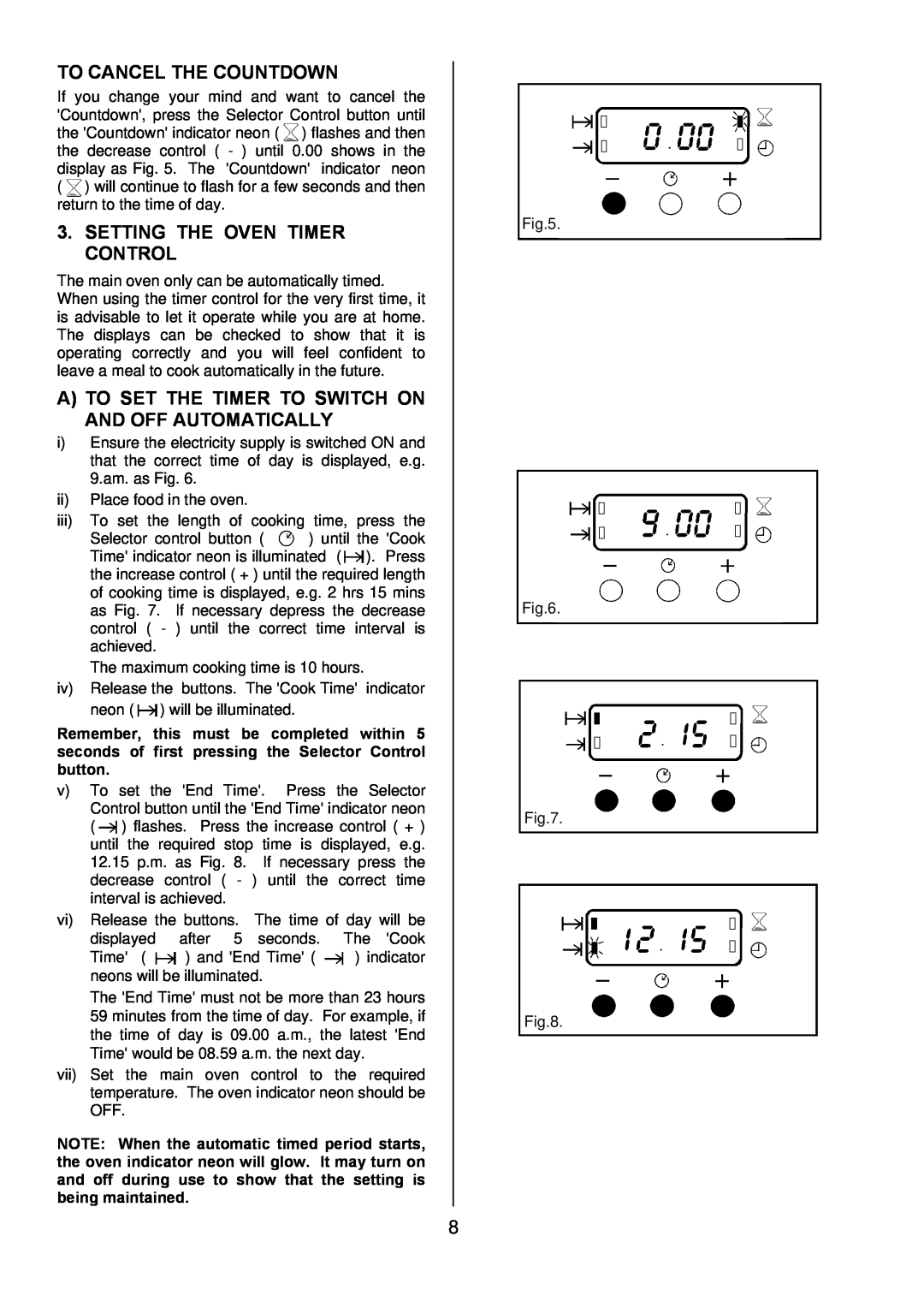 Tricity Bendix TBD950 installation instructions To Cancel The Countdown, Setting The Oven Timer Control 