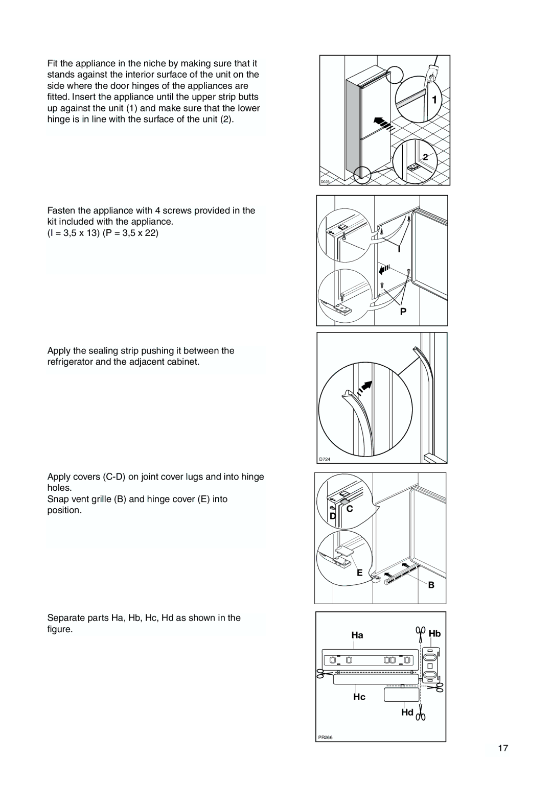 Tricity Bendix TBFF 55 installation instructions D724 PR266 