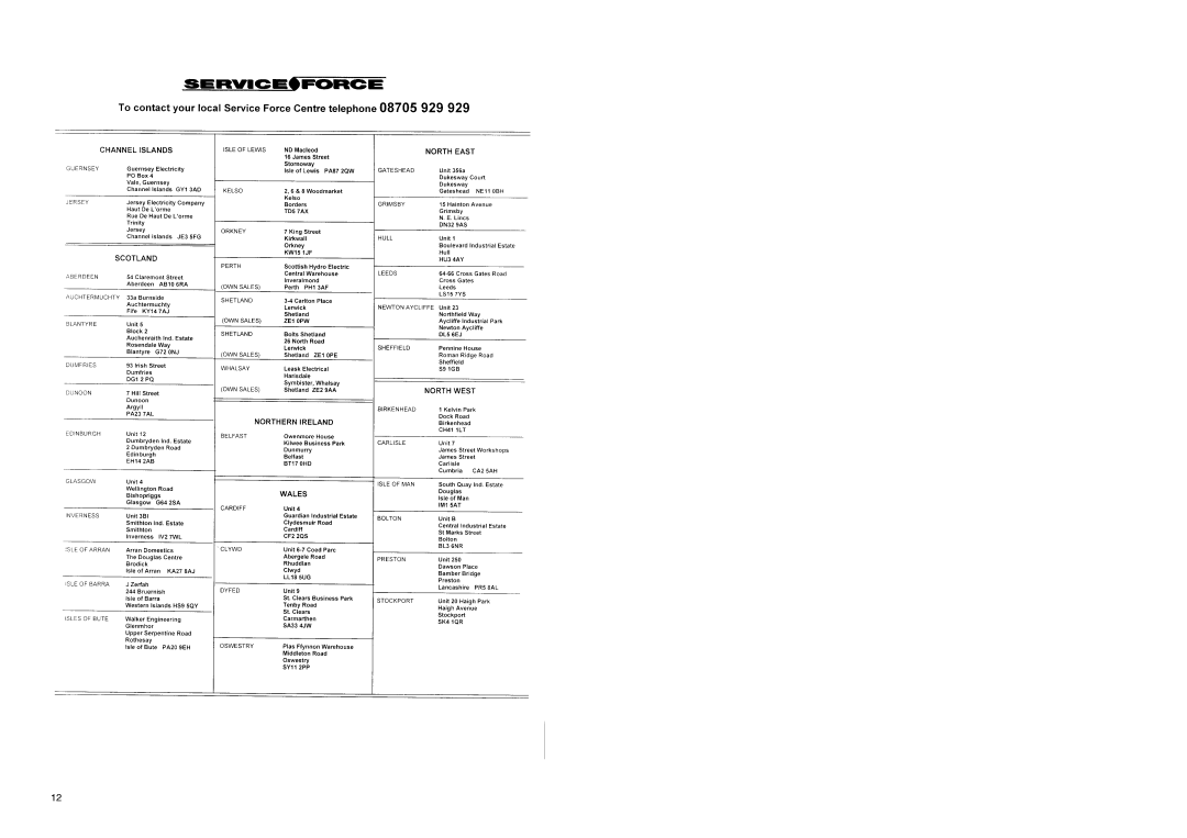 Tricity Bendix TBFF 73 installation instructions 