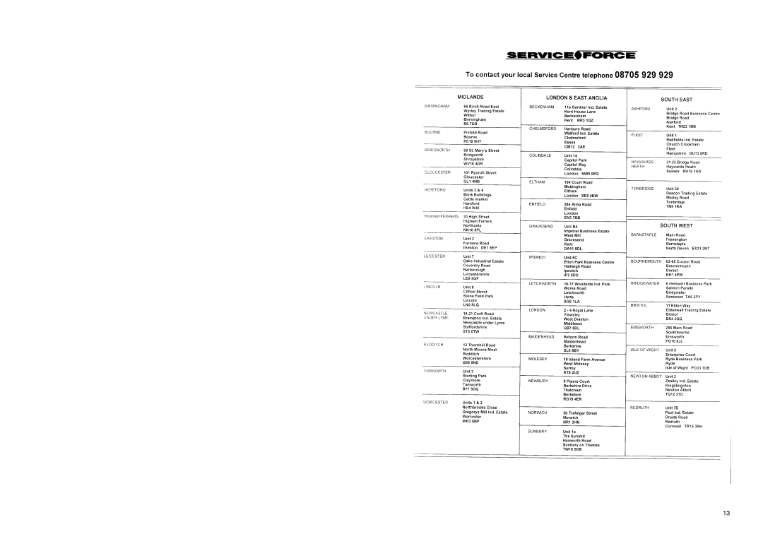 Tricity Bendix TBFF 73 installation instructions 