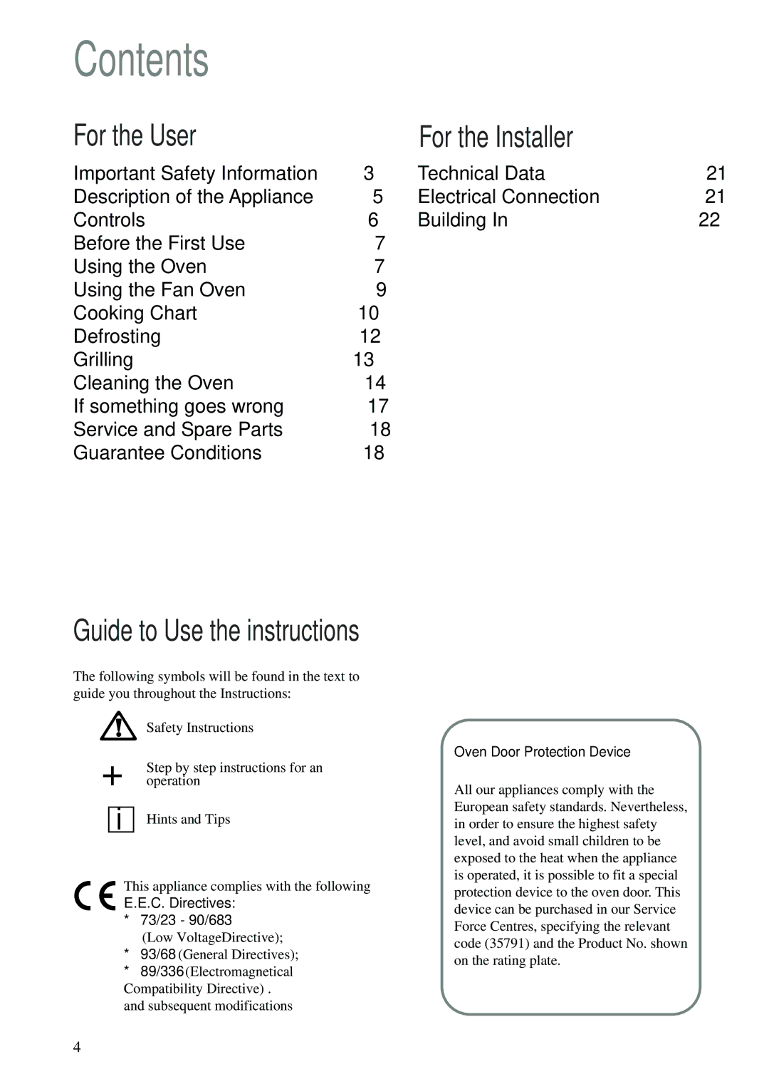 Tricity Bendix TBS 603 manual Contents 