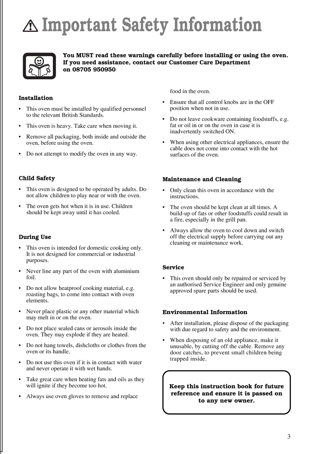 Tricity Bendix TBS 605 manual Important Safety Information 