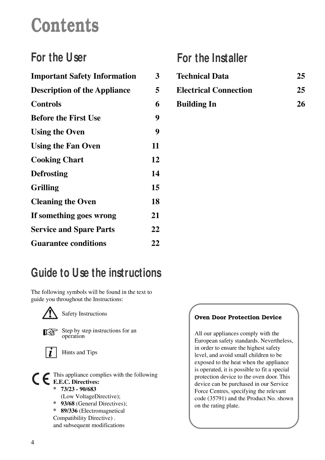 Tricity Bendix TBS 605 manual Contents 