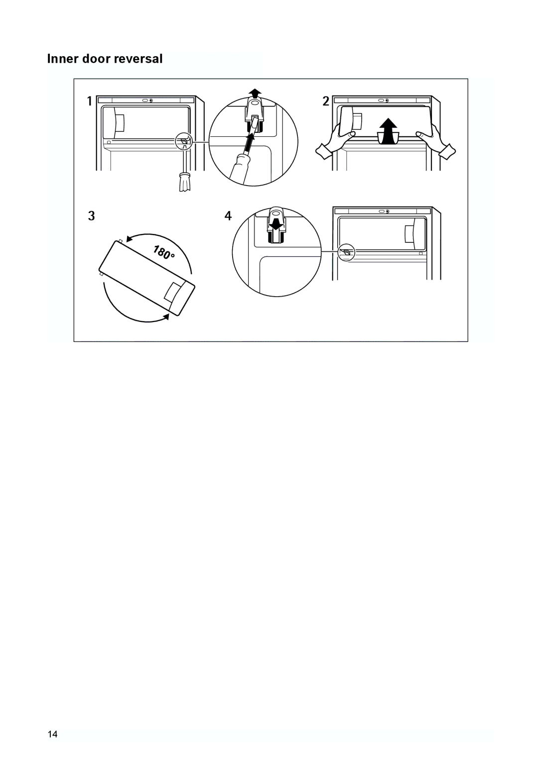 Tricity Bendix TBUR 120 installation instructions Inner door reversal 