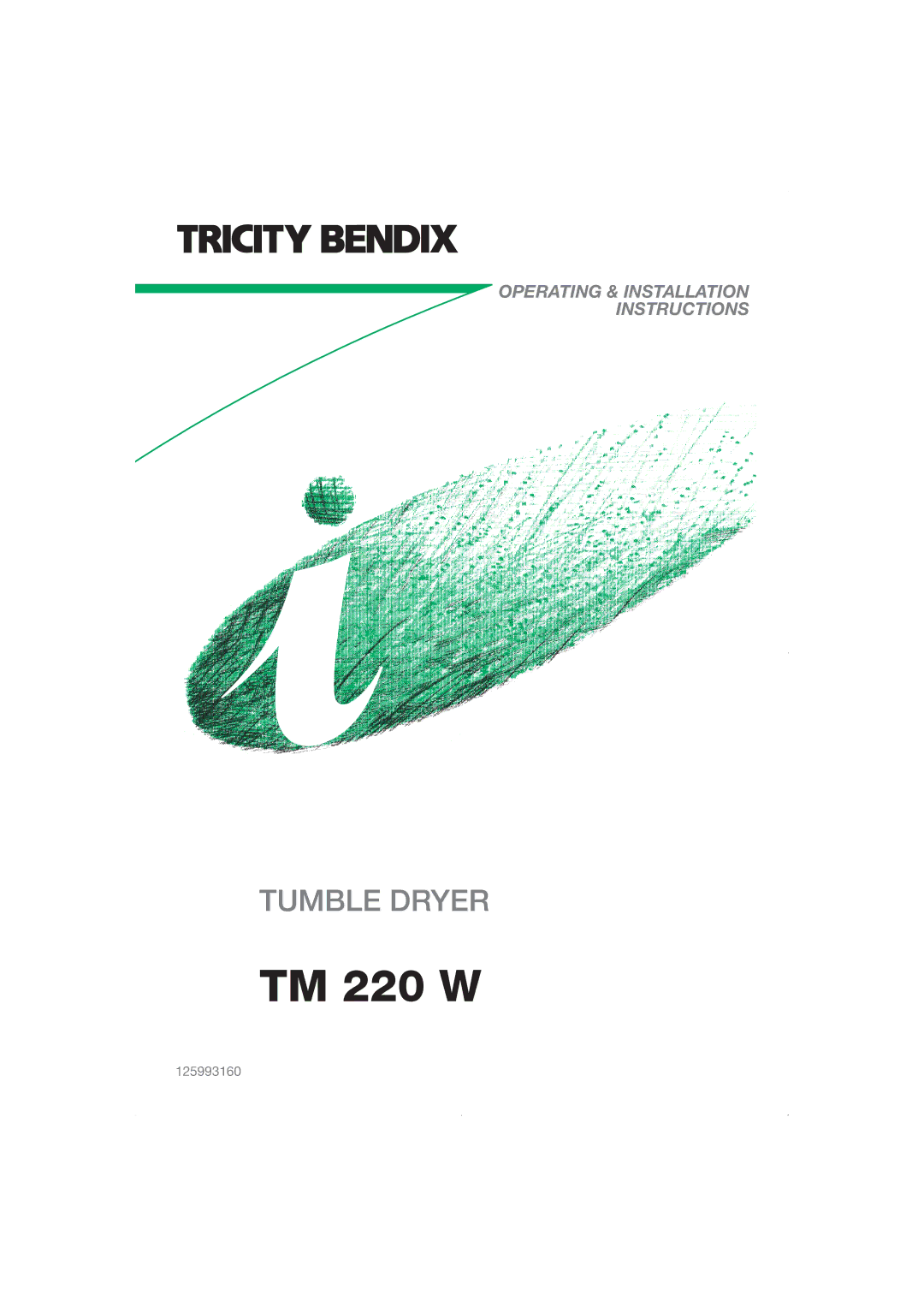 Tricity Bendix TM 220 W installation instructions 