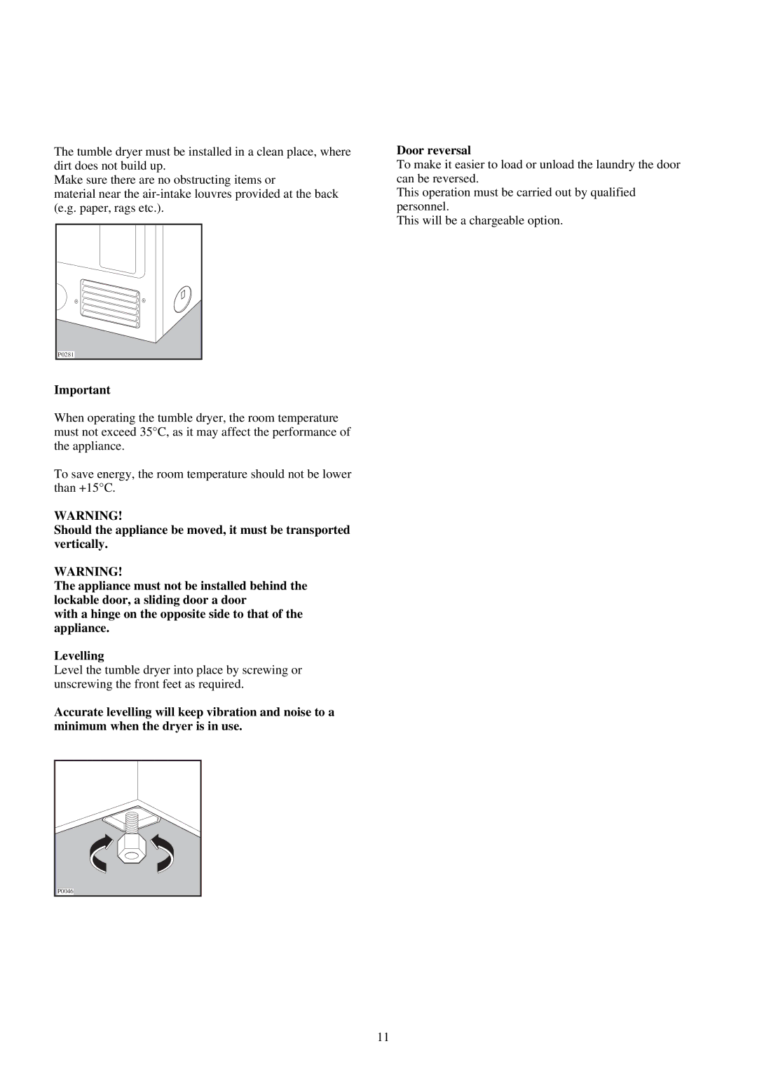 Tricity Bendix TM 221 W manual Door reversal 