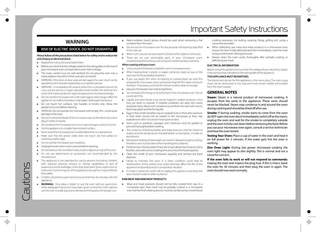 Tricity Bendix TMSS1710 instruction manual General Notes, If the oven fails to work or will not respond to commands 