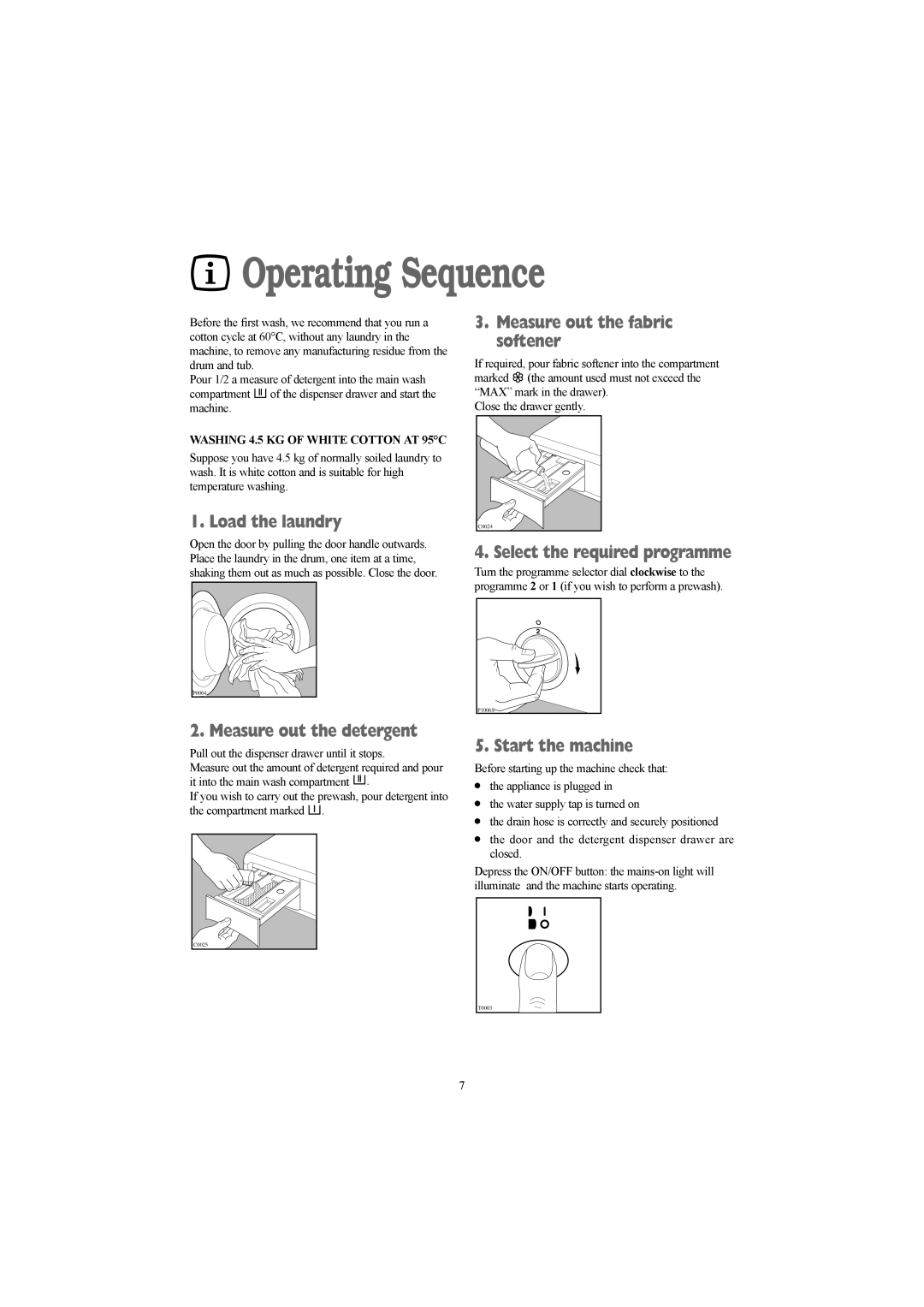 Tricity Bendix WDR 1240 W, WDR 1040 W installation instructions Operating Sequence 