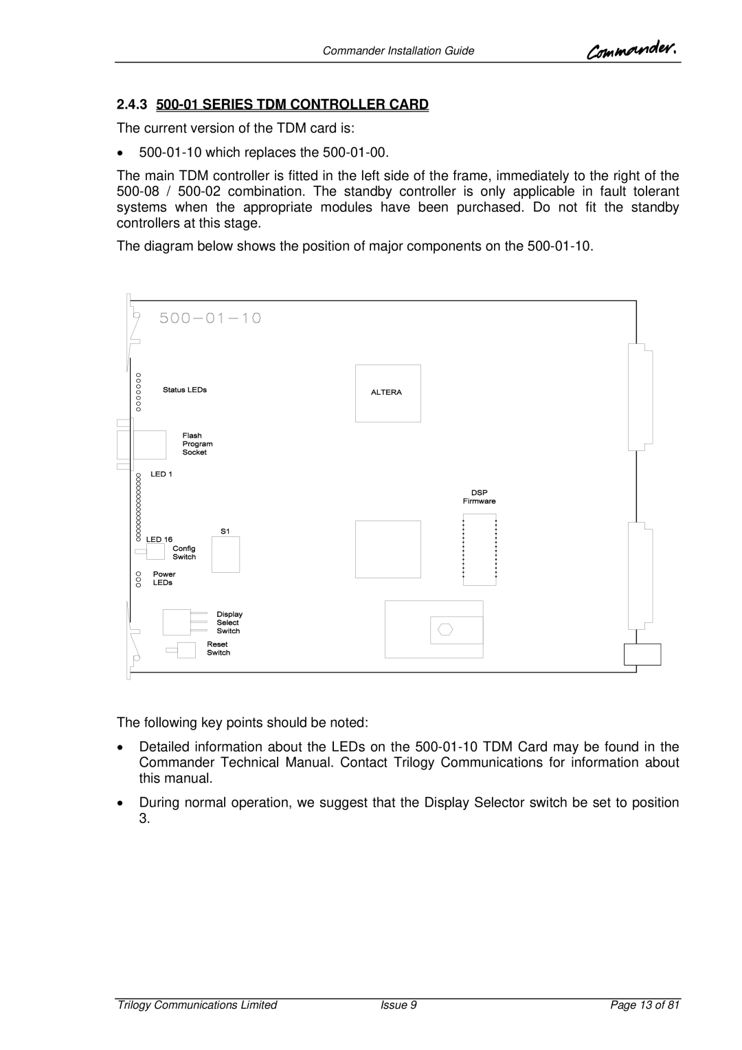 Trilogy Touch Technology 9 manual Commander Installation Guide 