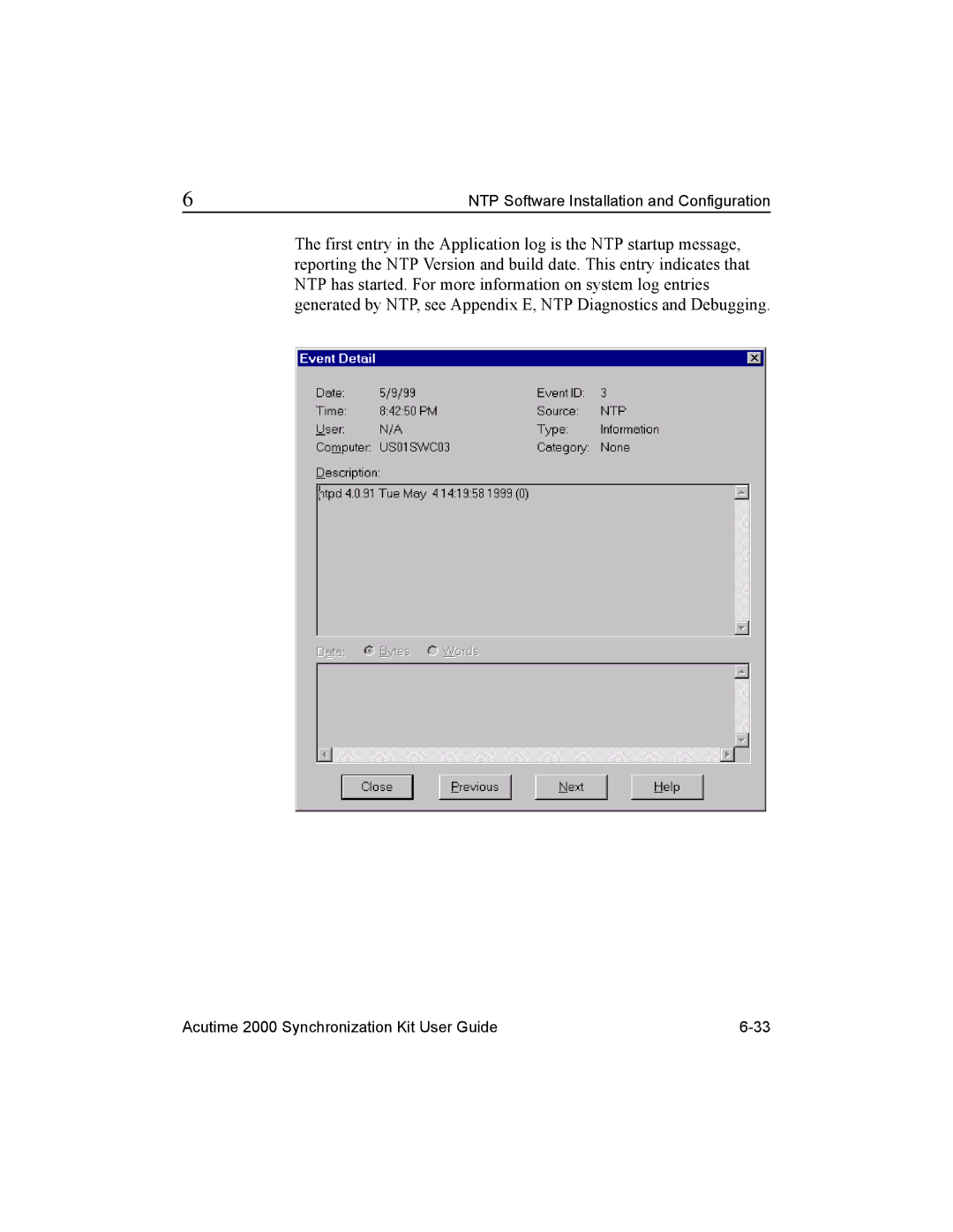 Trimble Outdoors AcutimeTM2000 Synchronization Kit, Part Number 45005-00-ENG NTP Software Installation and Configuration 