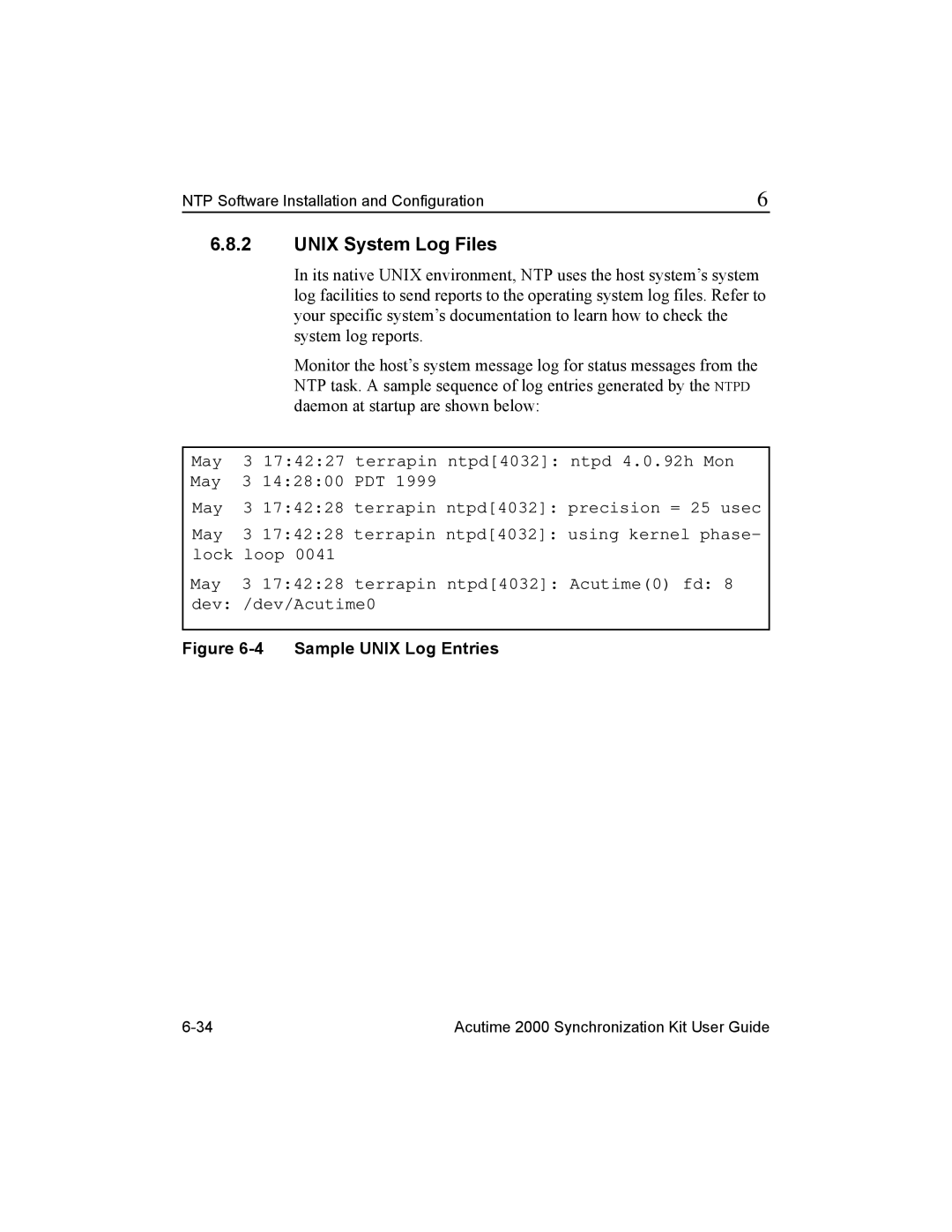 Trimble Outdoors Part Number 45005-00-ENG manual Unix System Log Files, Sample Unix Log Entries 