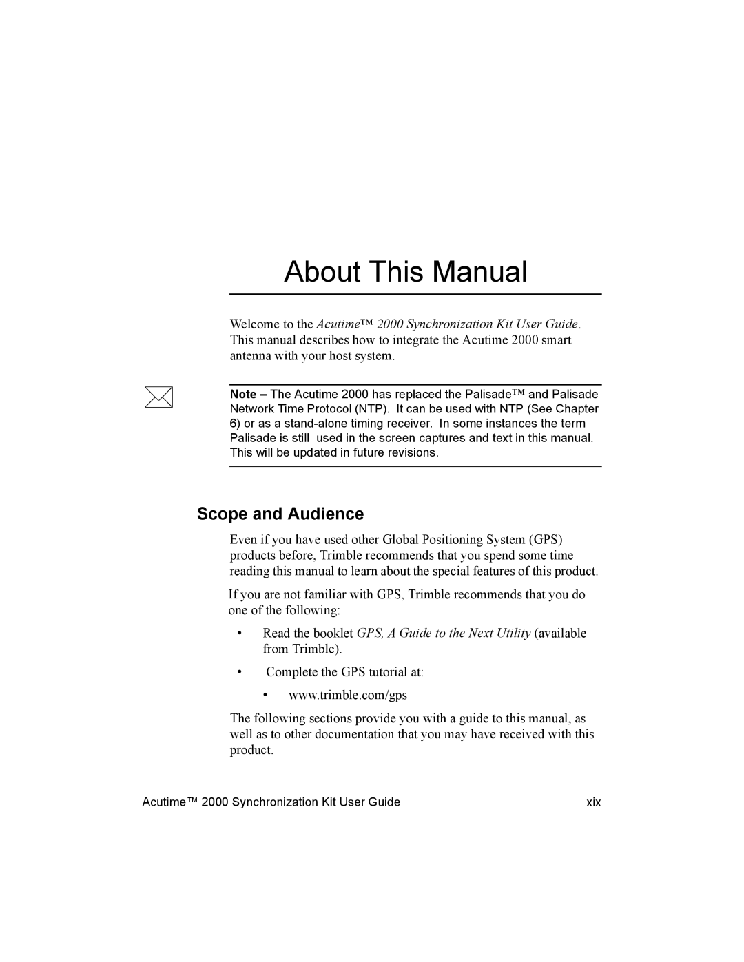 Trimble Outdoors AcutimeTM2000 Synchronization Kit, Part Number 45005-00-ENG manual About This Manual, Scope and Audience 