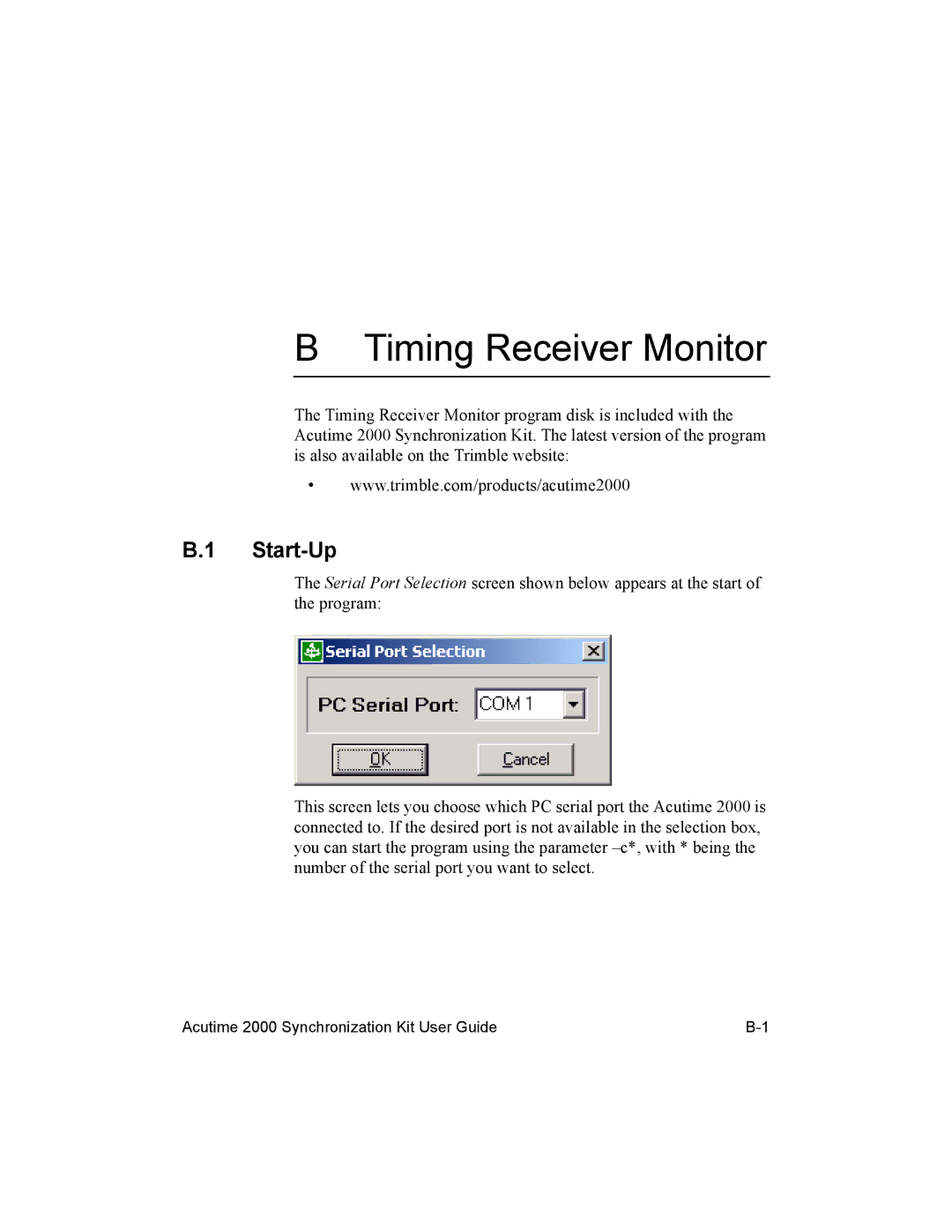 Trimble Outdoors AcutimeTM2000 Synchronization Kit, Part Number 45005-00-ENG manual Timing Receiver Monitor 