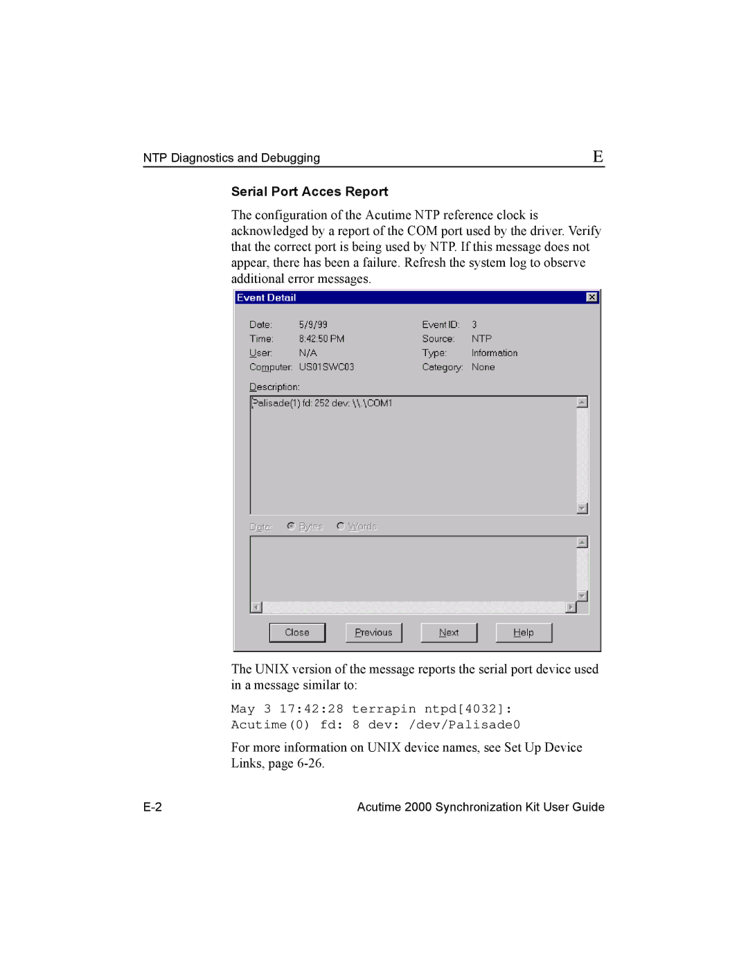 Trimble Outdoors Part Number 45005-00-ENG, AcutimeTM2000 Synchronization Kit manual Serial Port Acces Report 