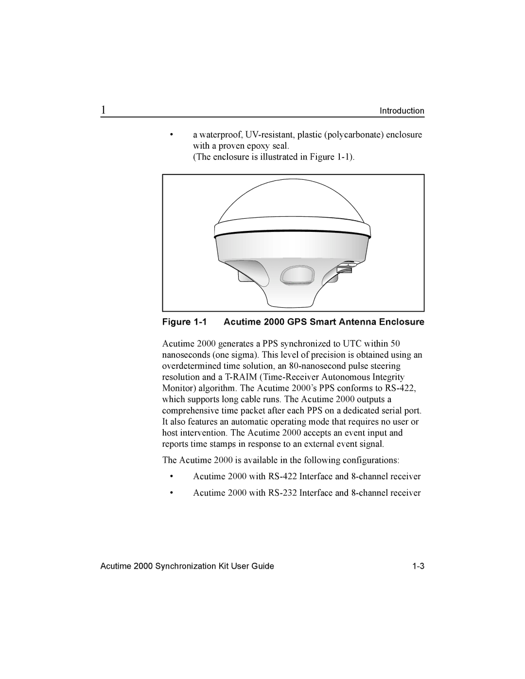 Trimble Outdoors AcutimeTM2000 Synchronization Kit, Part Number 45005-00-ENG manual Acutime 2000 GPS Smart Antenna Enclosure 