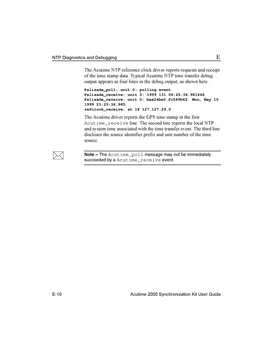 Trimble Outdoors Part Number 45005-00-ENG, AcutimeTM2000 Synchronization Kit manual NTP Diagnostics and Debugging 