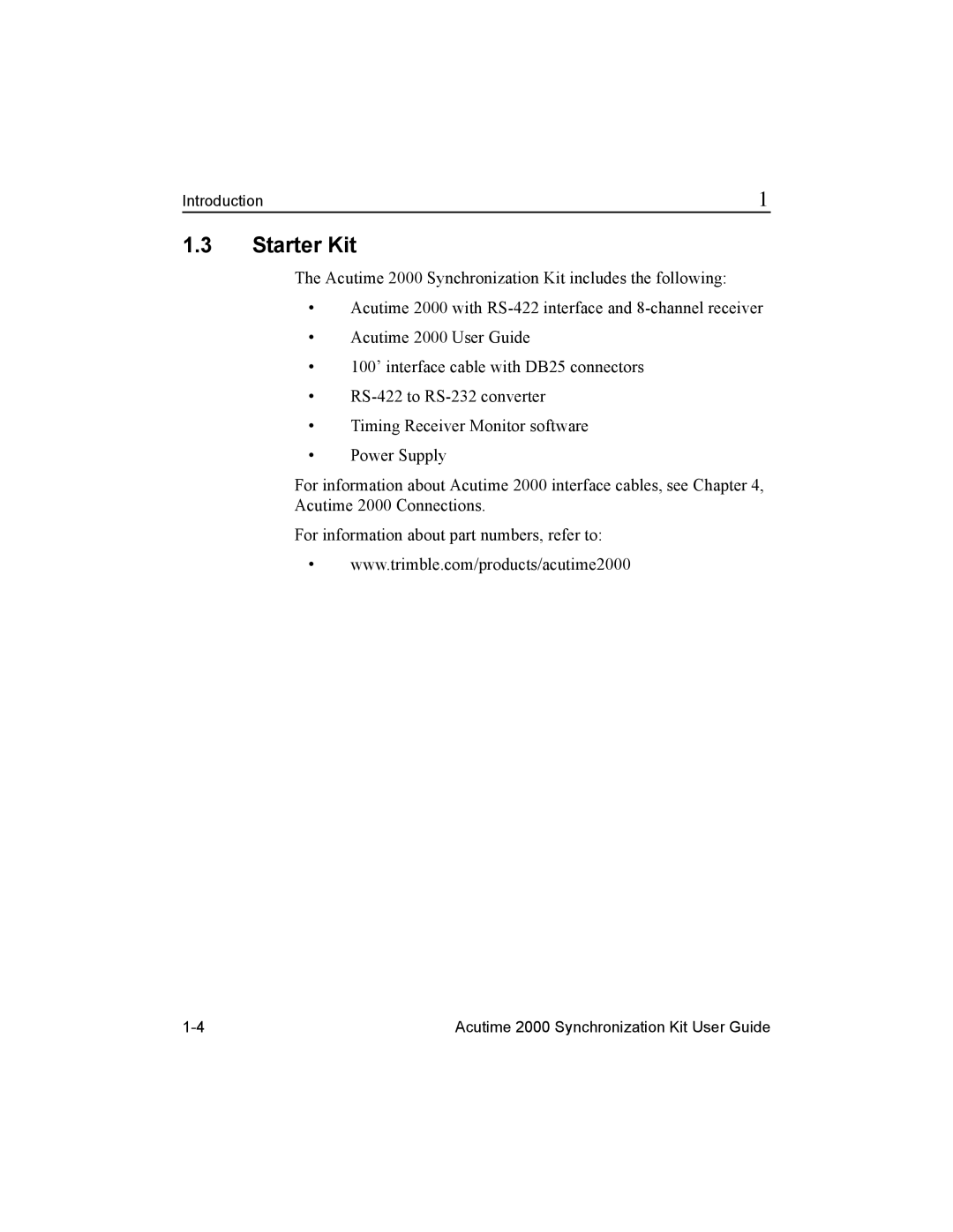 Trimble Outdoors Part Number 45005-00-ENG, AcutimeTM2000 Synchronization Kit manual Starter Kit 