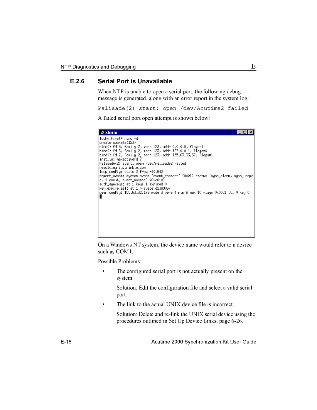 Trimble Outdoors Part Number 45005-00-ENG, AcutimeTM2000 Synchronization Kit manual Serial Port is Unavailable 