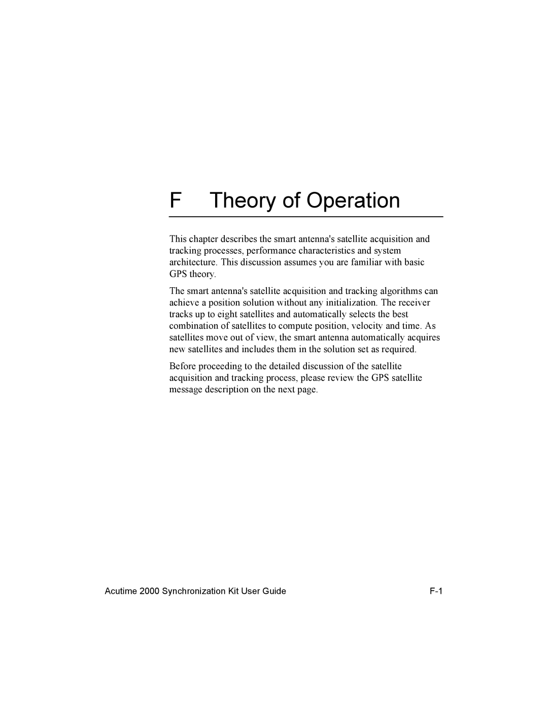 Trimble Outdoors AcutimeTM2000 Synchronization Kit, Part Number 45005-00-ENG manual Theory of Operation 