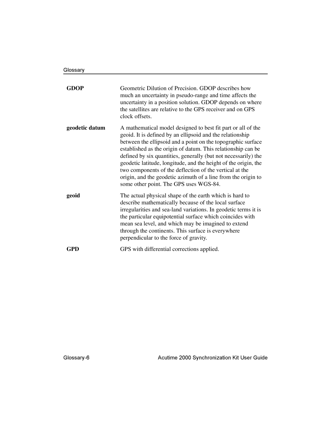 Trimble Outdoors Part Number 45005-00-ENG, AcutimeTM2000 Synchronization Kit manual Gdop 