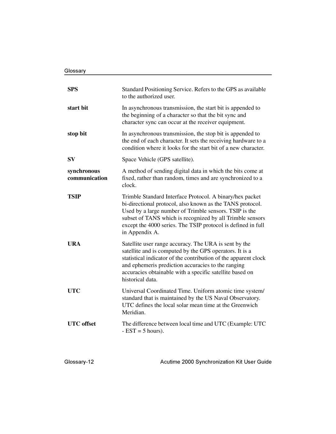 Trimble Outdoors Part Number 45005-00-ENG, AcutimeTM2000 Synchronization Kit manual Sps 